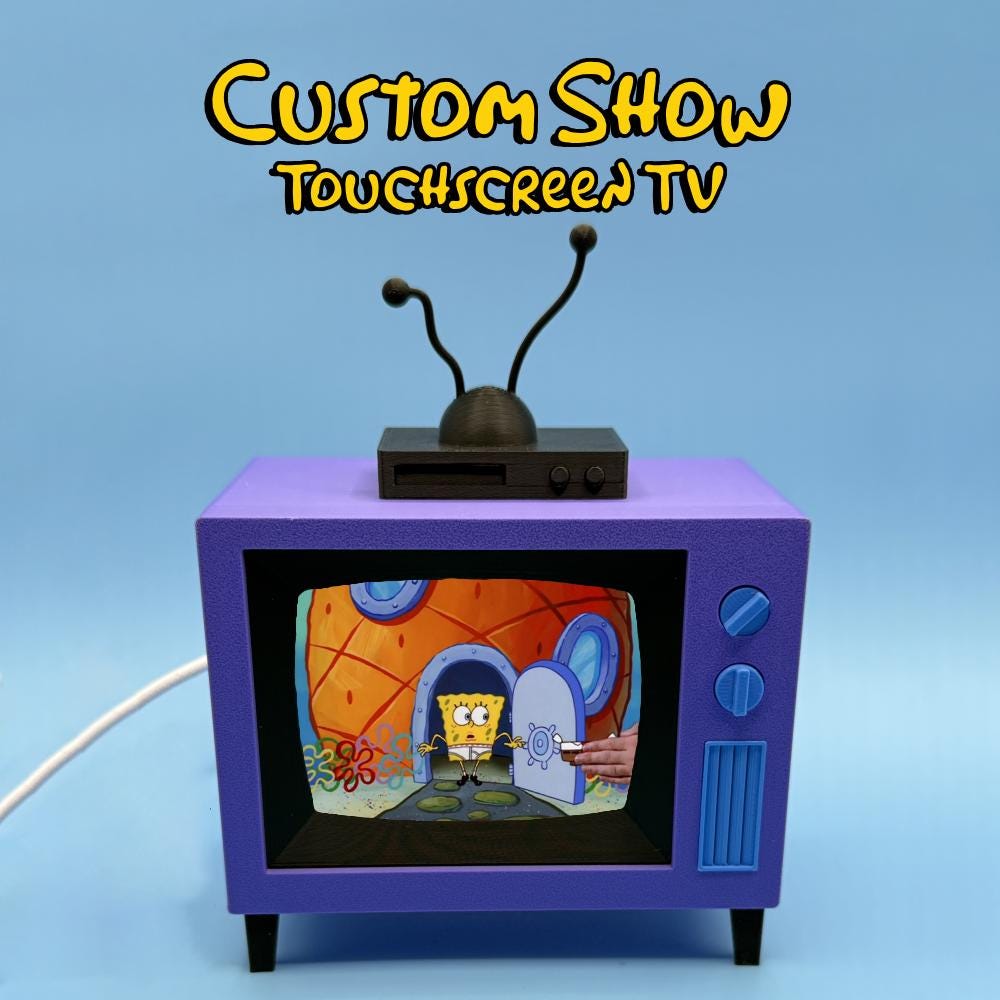 Mini TV with Touchscreen: Preloaded Shows, Plug & Play, SD Card Access, Upload Your Own Videos